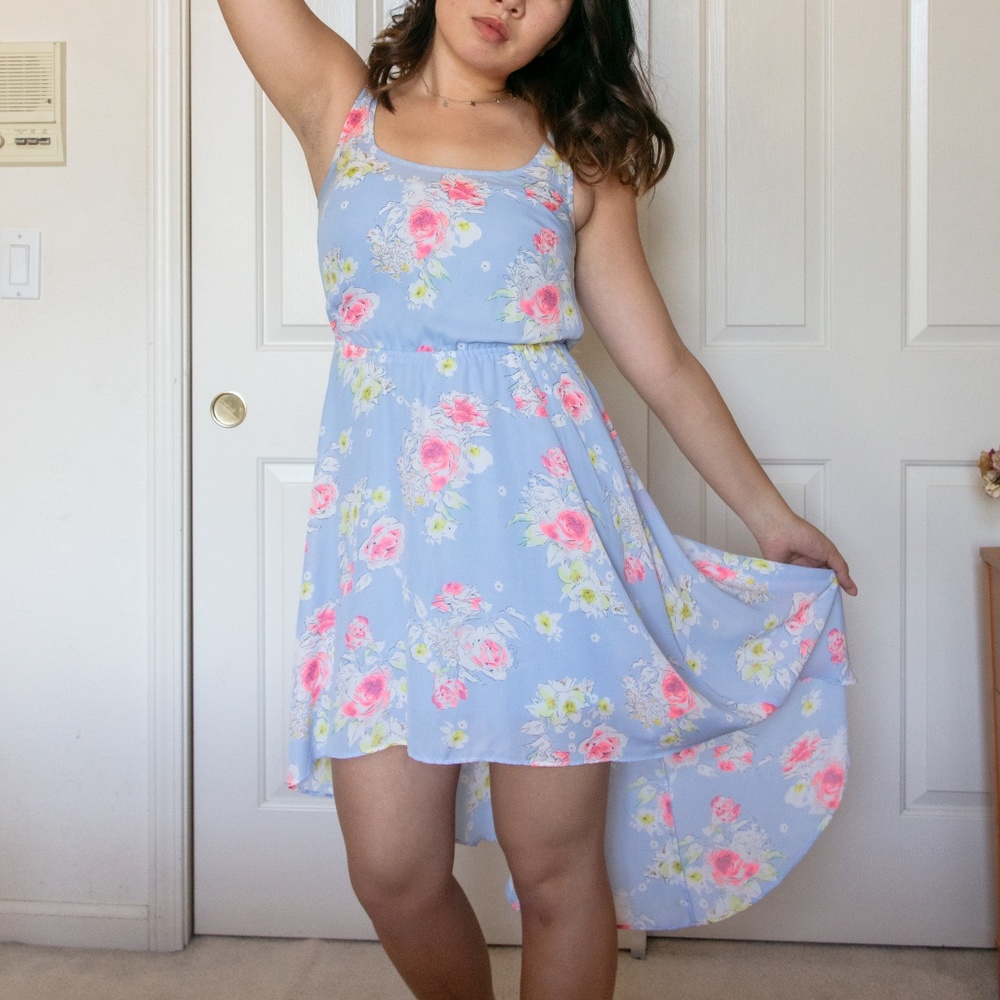 periwinkle floral chiffon dress [s]